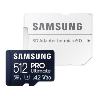 Samsung PRO Ultimate 512GB MicroSD U3 Class 10+SD adapter